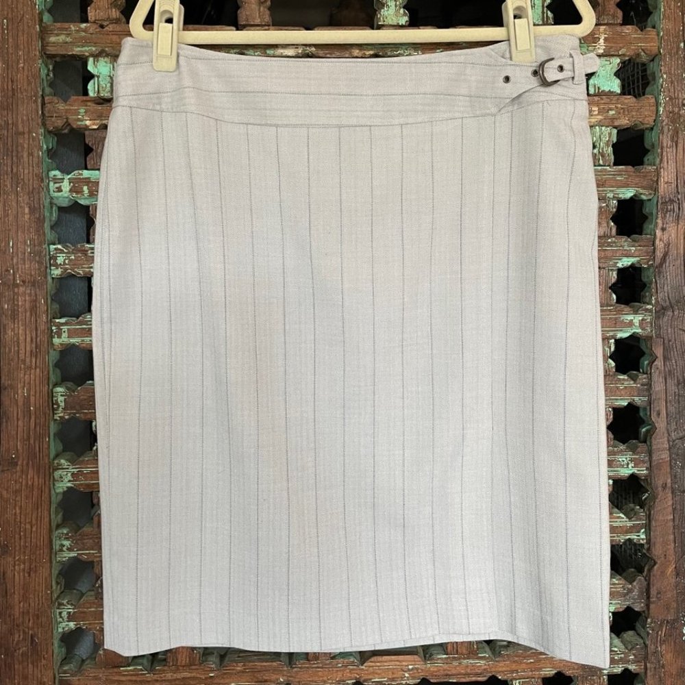 Pale blue pinstripe business skirt / suit skirt